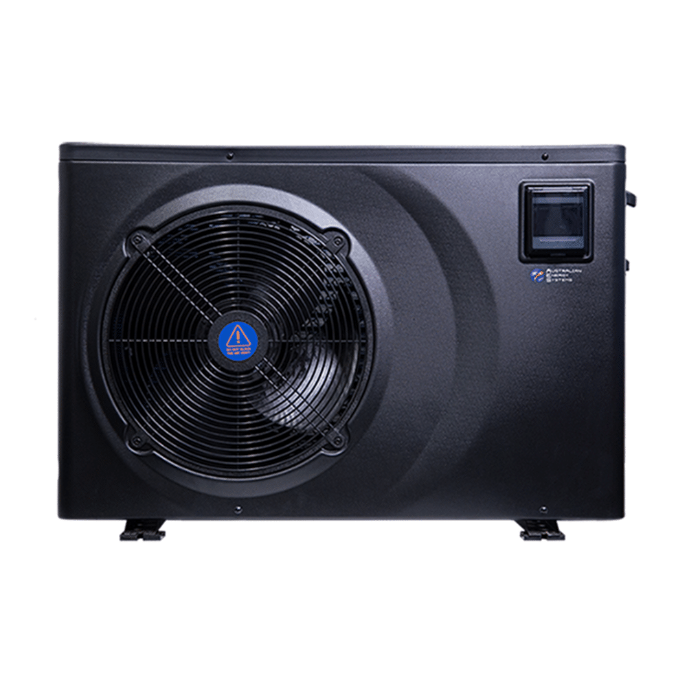A modern, black portable generator with a large central cooling fan and an Inverter Plus control panel, isolated on a white background. | AES - Pool Heating & Energy Efficient Products