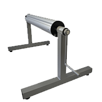 A metal gym equipment barbell rack is on a plain background, featuring a horizontal pool roller on top of a sturdy metal frame for holding weights. | AES - Pool Heating & Energy Efficient Products