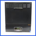 A black, commercial-grade dehydrator with a handle on the upper door and a digital control panel on the lower section. The vent slots are located above the door handle. The background is white with a blue border. | AES - Pool Heating & Energy Efficient Products